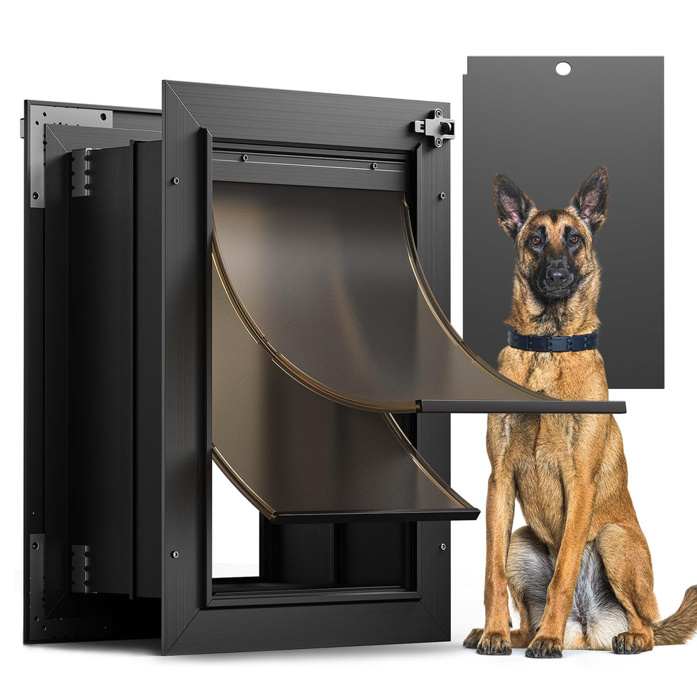 VOSOIR dog door wall installation front view shows durable all-aluminum frame.