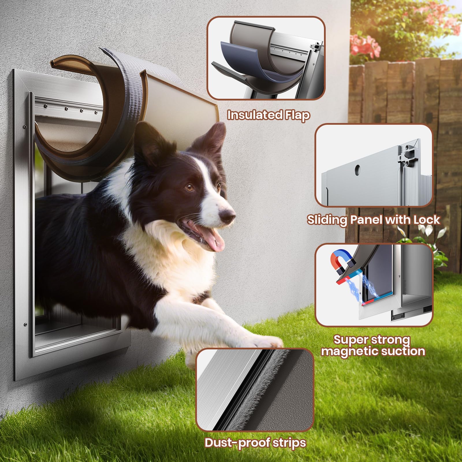 VOSOIR dog door wall installation kit included simplifies mounting on any wall.