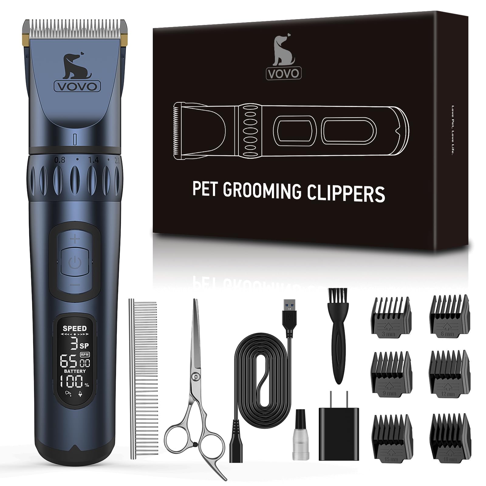 Vovo dog clippers with 33-tooth blade for precise trimming