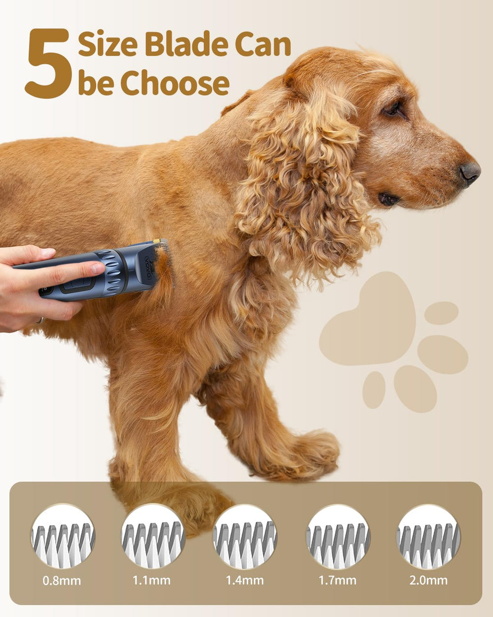 Vovo dog clippers adjustable blades and guards for exact length control