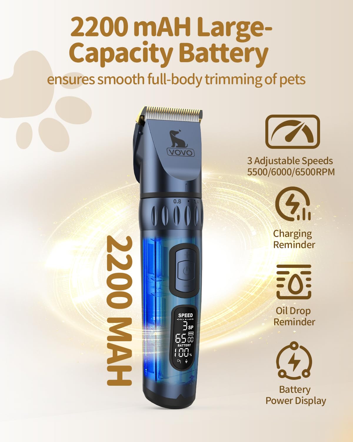 Vovo dog clippers detachable blades for easy cleaning