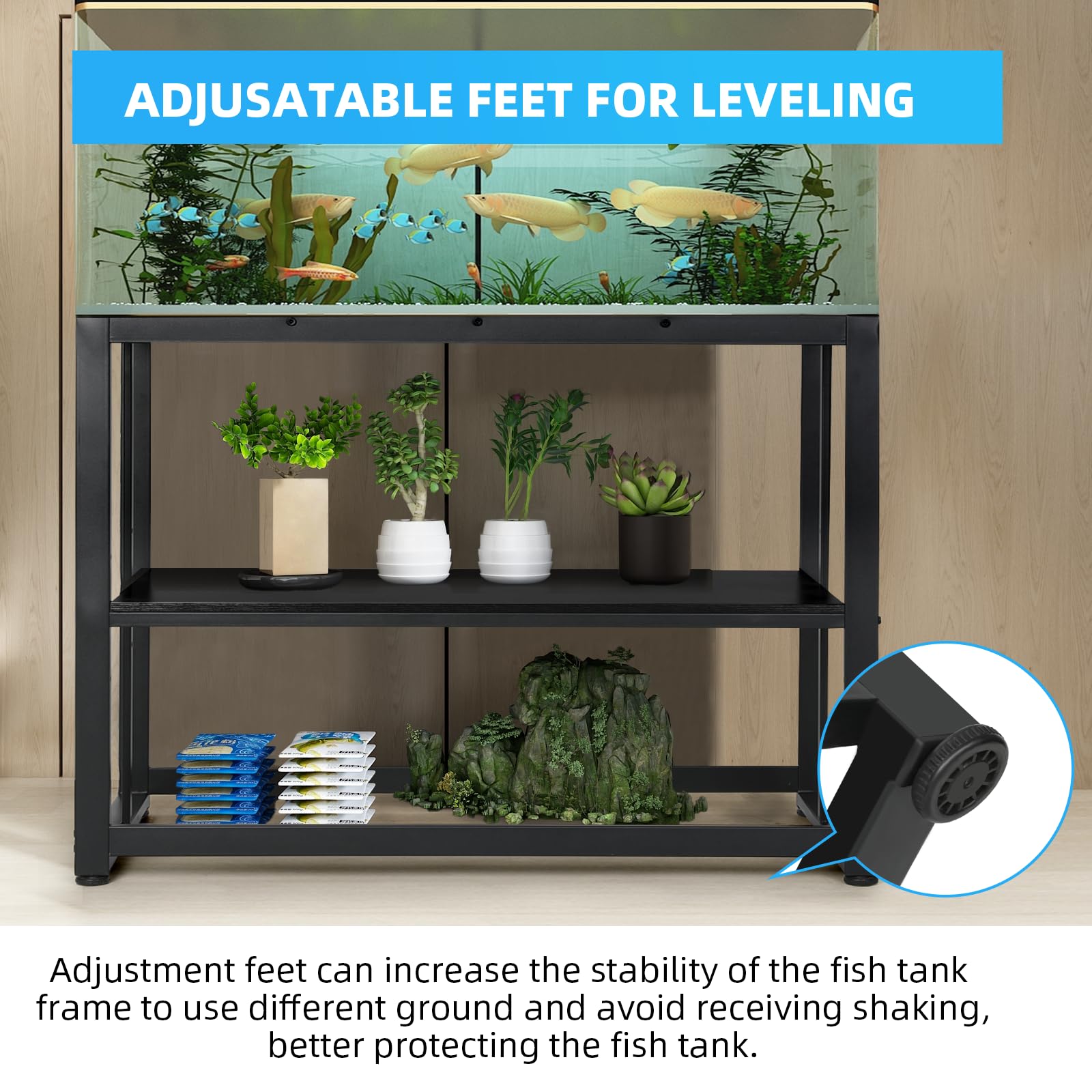 VOWNER 2-tier rack view underlines ample space for accessories and decor