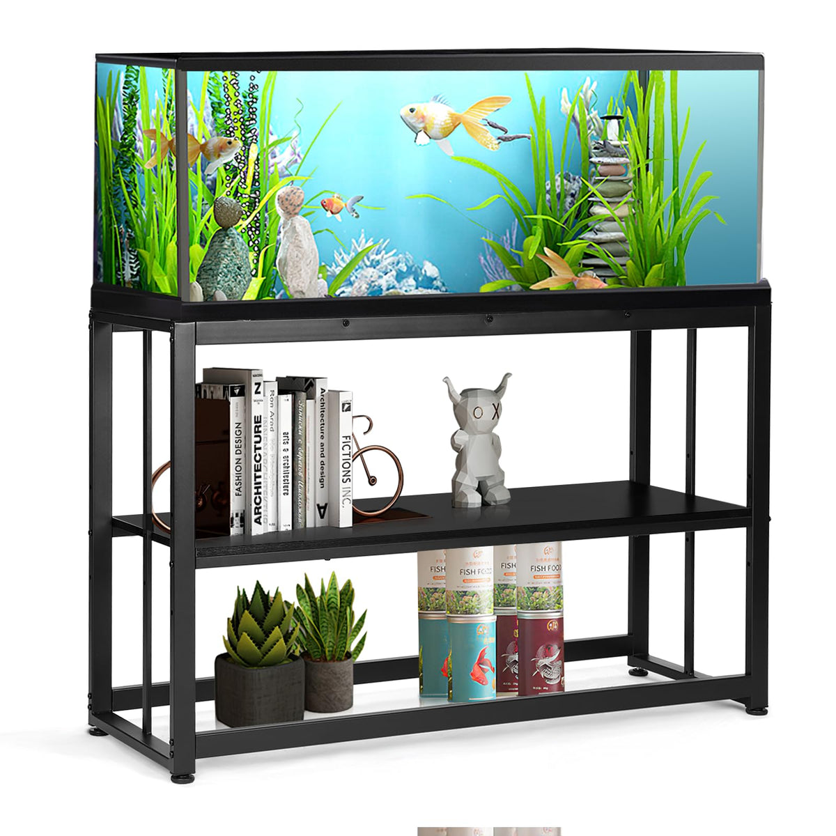 VOWNER 55-75 gallon tank stand front view shows sturdy steel build for safe display