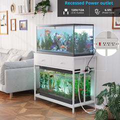 VOWNER stand drawer storage keeps fish food and tools organized.
