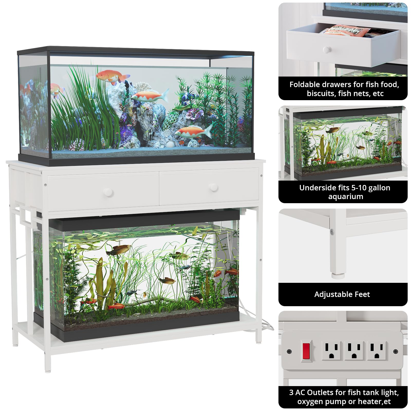 VOWNER tabletop dimensions support 40-gallon tanks comfortably.