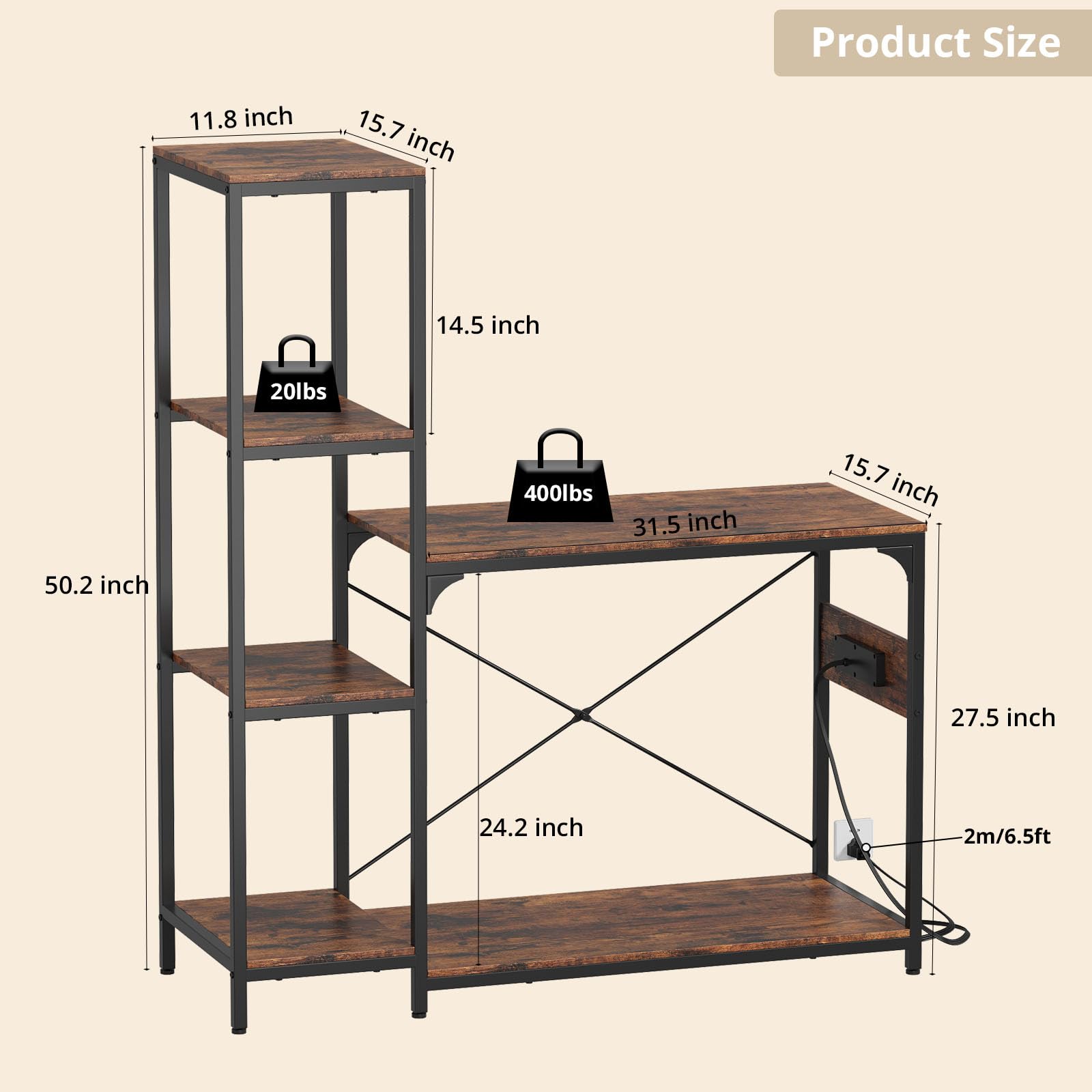 VOWNER double-tank stand supports top and bottom tanks, expanding space.
