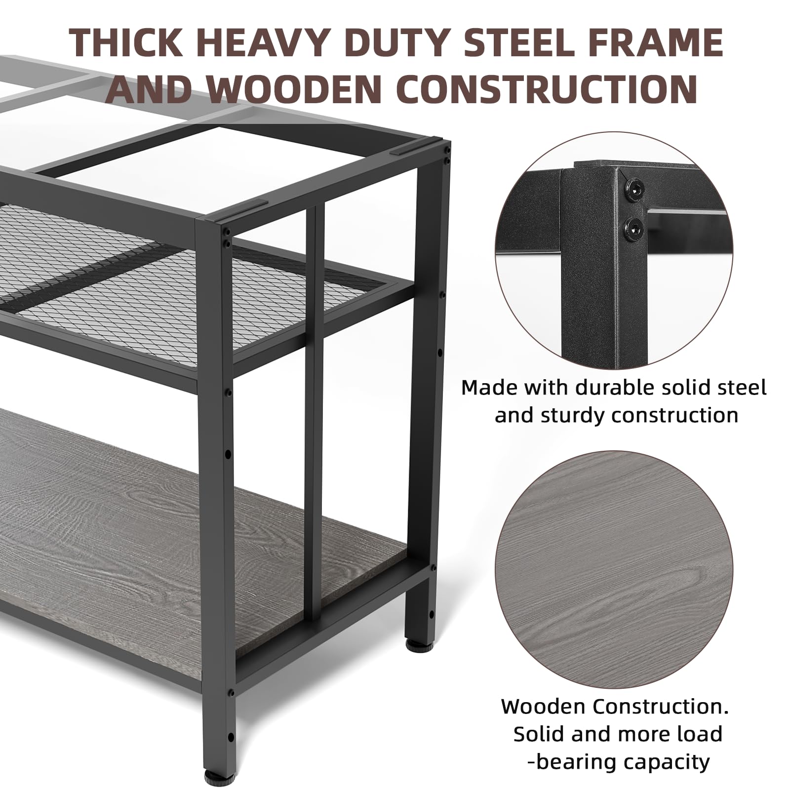 VOWNER rust-proof coating close-up highlights moisture resistance on the stand.