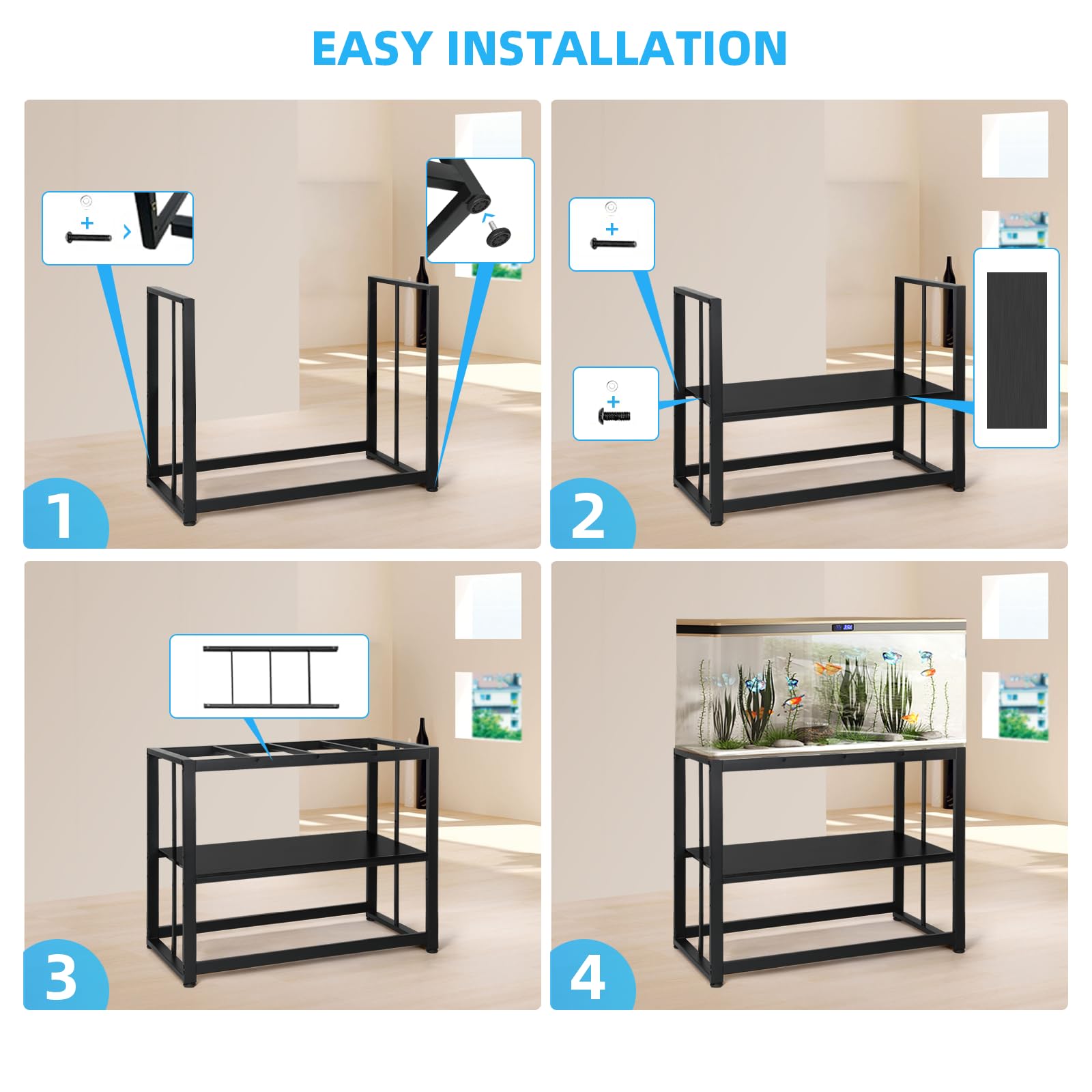 VOWNER home-office setup example shows organized, ready-to-display tank area