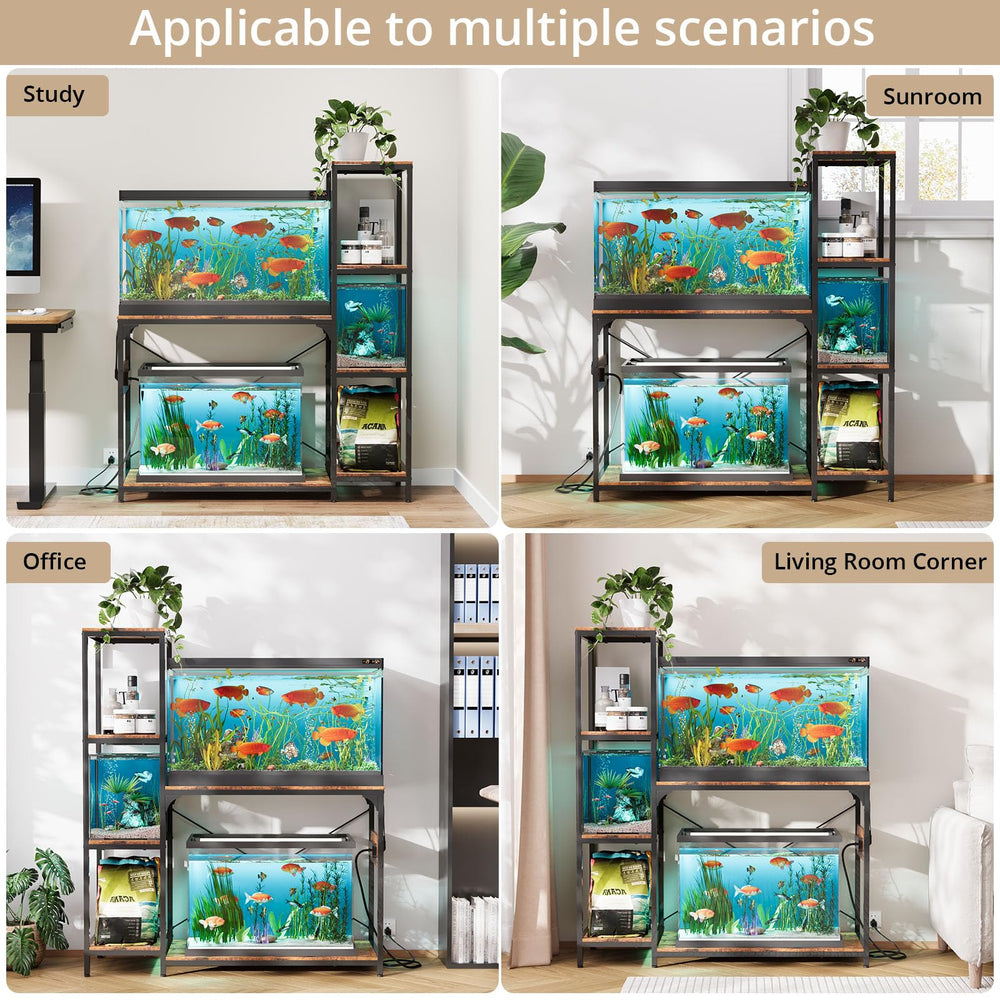 VOWNER brown finish blends with wood tones and aquarium decor.