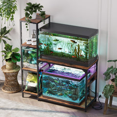 VOWNER stand side shelves provide extra storage for decor and tools.