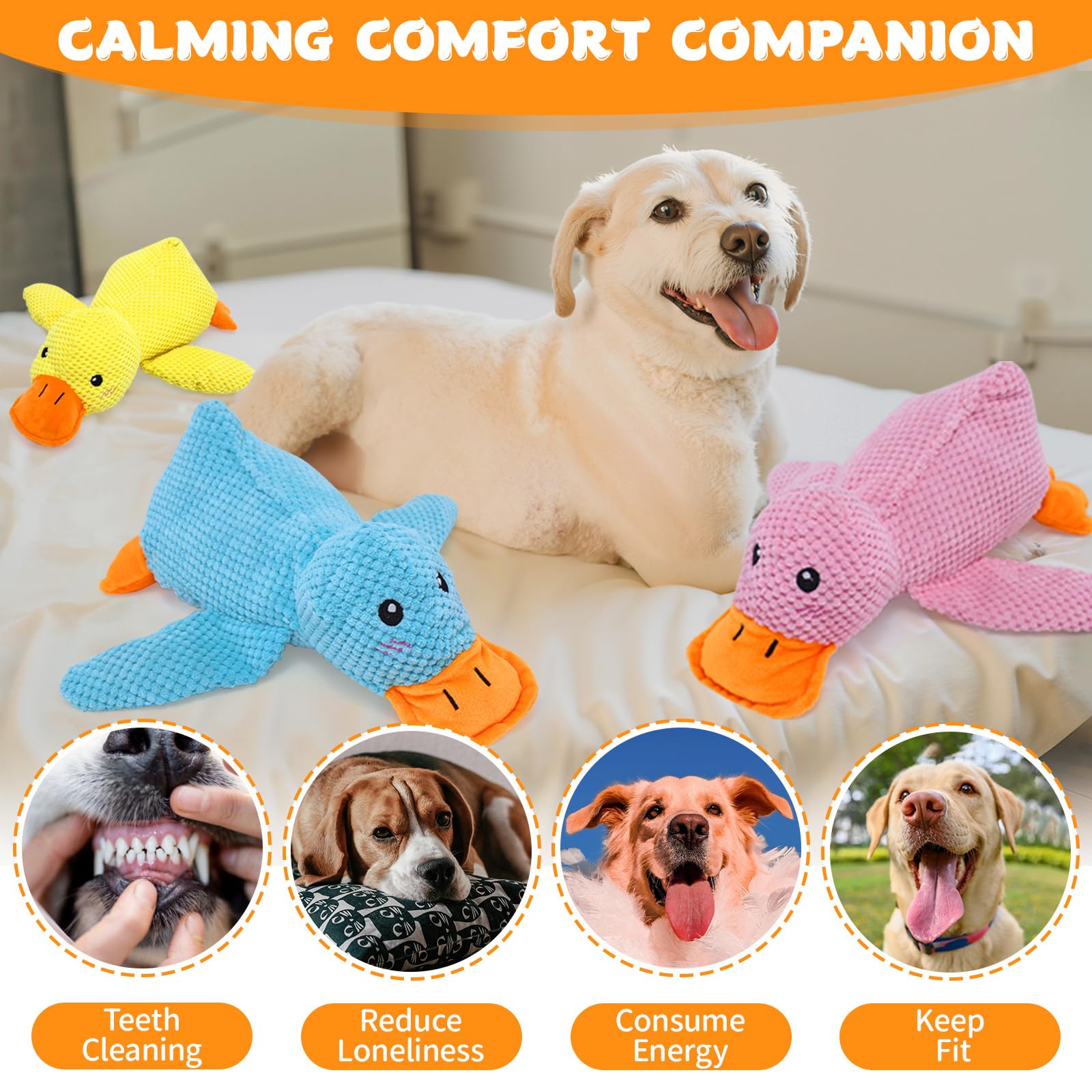 VOXGET Calming Duck Toy compact size, ideal for small to medium dogs.