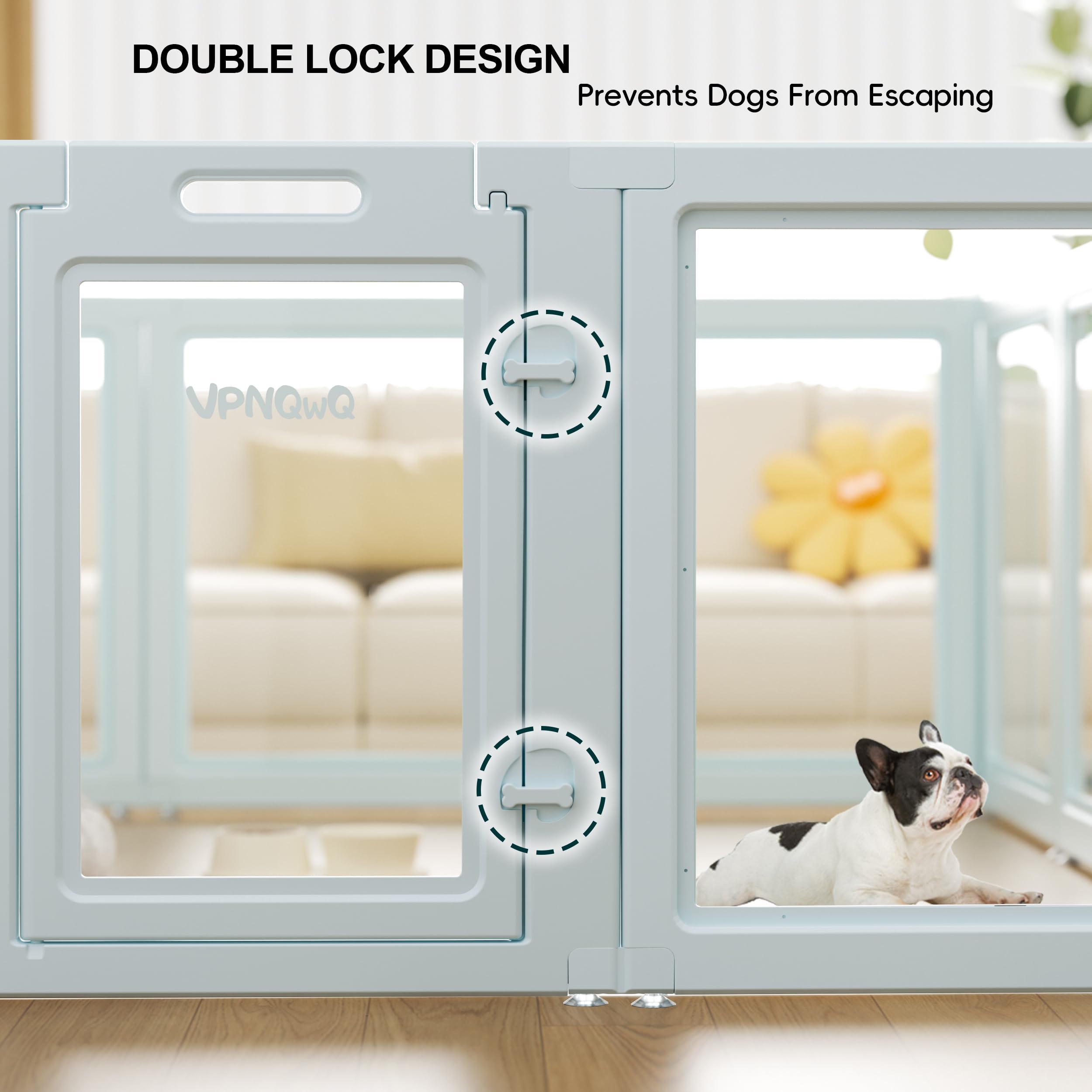VPNQwQ stable base with strong suction cups keeps the playpen steady on smooth floors.