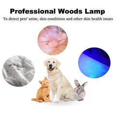 VQP Woods Lamp color chart displays eight skin-detection colors for easy interpretation