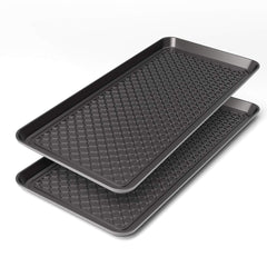 Vramy Finorder boot trays 2-pack front view with raised rims to catch spills.