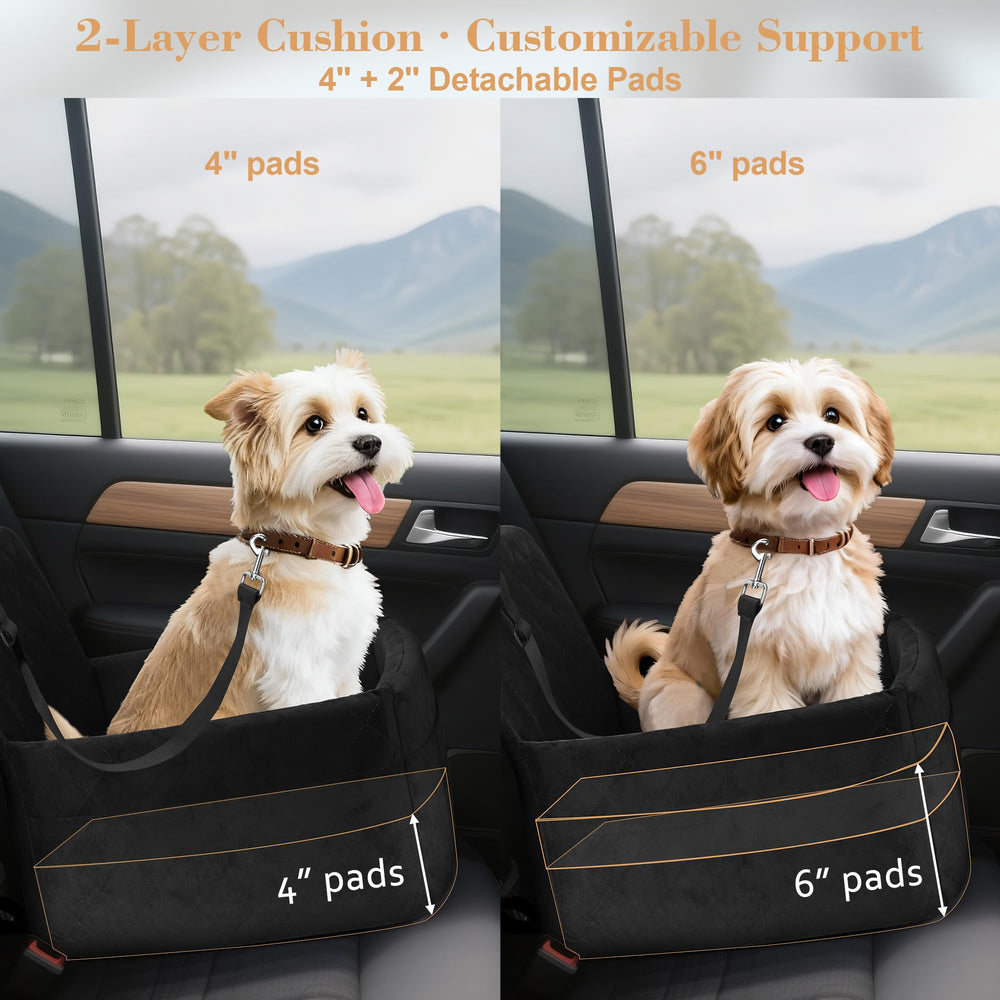 VSAPRDT dog car seat memory-foam cushion provides plush ride support