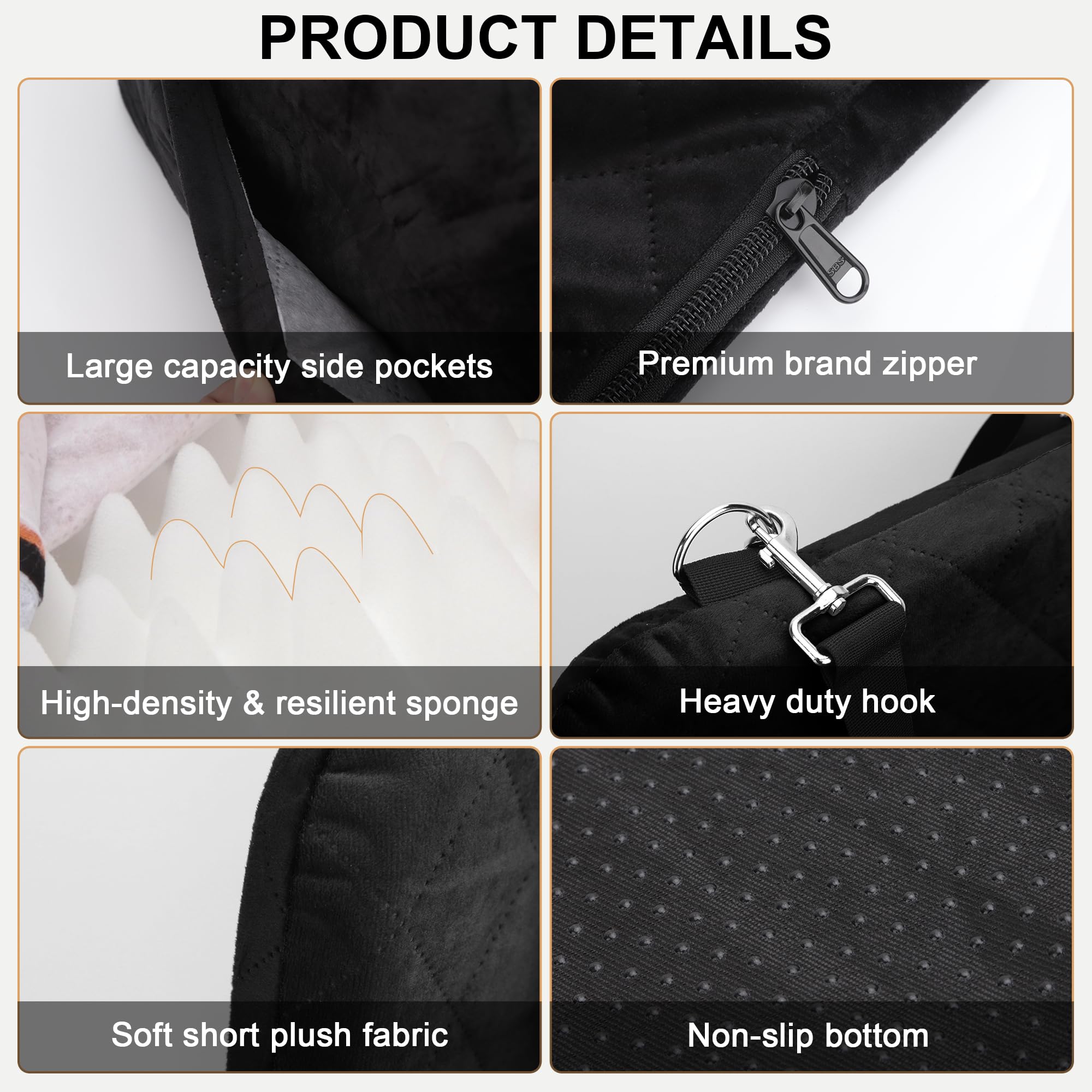 VSAPRDT dog car seat non-slip base keeps seat stable during drives