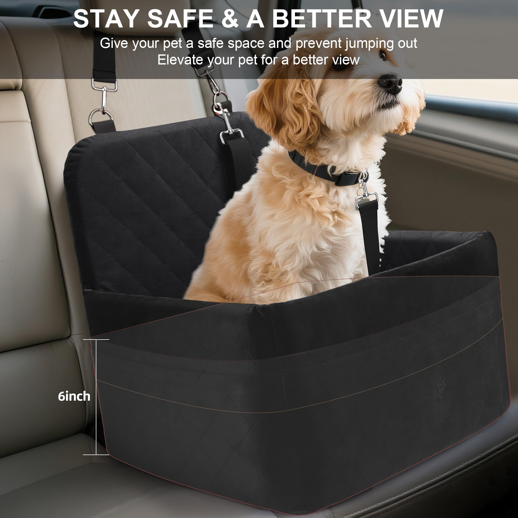 VSAPRDT dog car seat safety belt securely attaches to harness