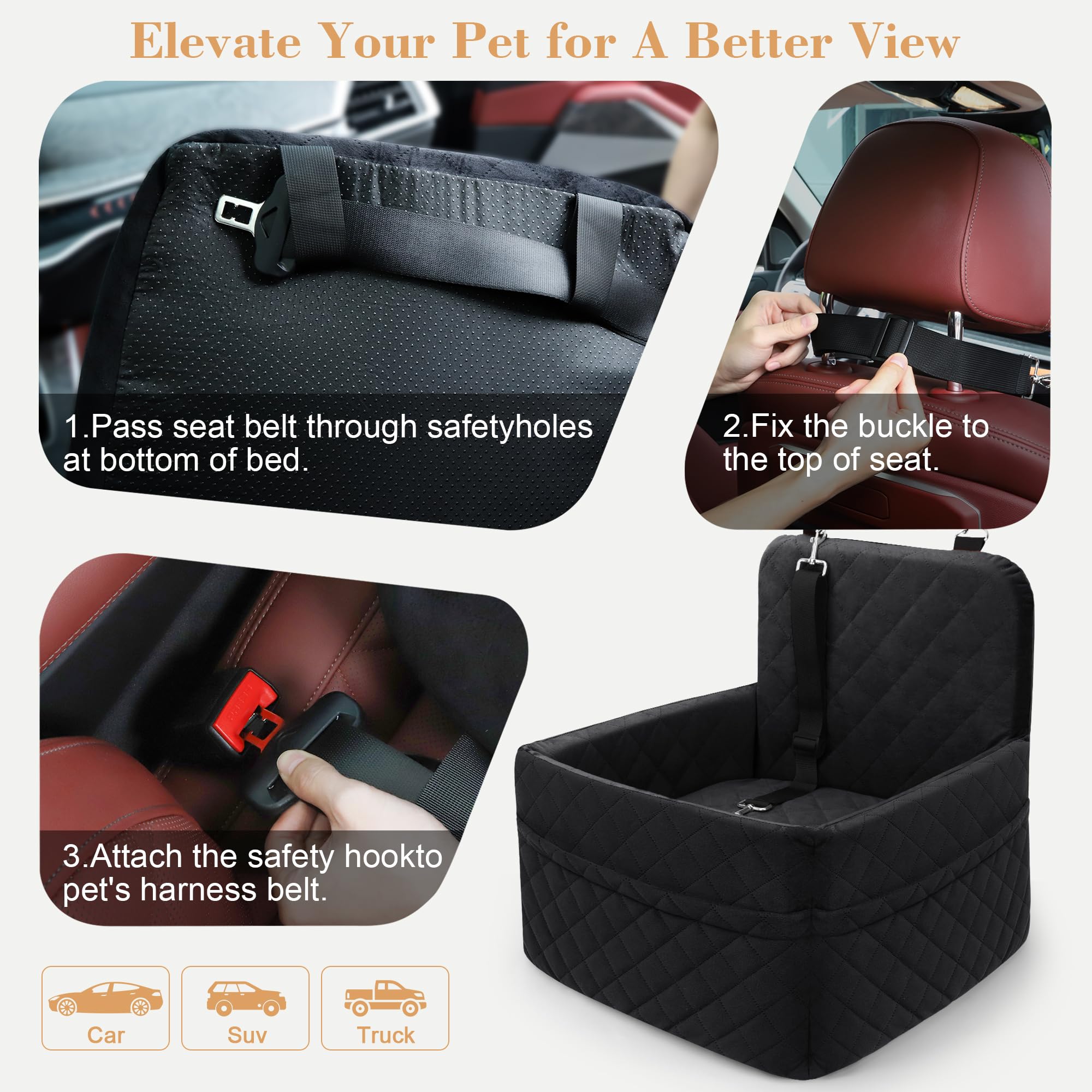 VSAPRDT dog car seat storage pockets hold treats and toys neatly