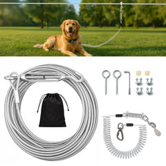 VST Dog Tie Out Runner top view illustrating dual shock design for safer yard roaming.