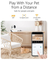VSTARCAM 2K HD pet camera offers clear details of pets expressions and toys.