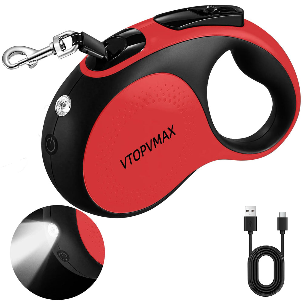 VTOPVMAX 16ft retractable leash red extended view shows easy control on walks.