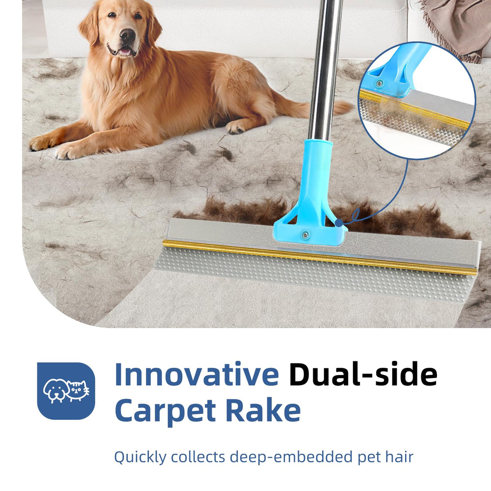 VTOPVMAX carpet rake TPU brush soft fabric demonstrates gentle cleaning on delicate upholstery