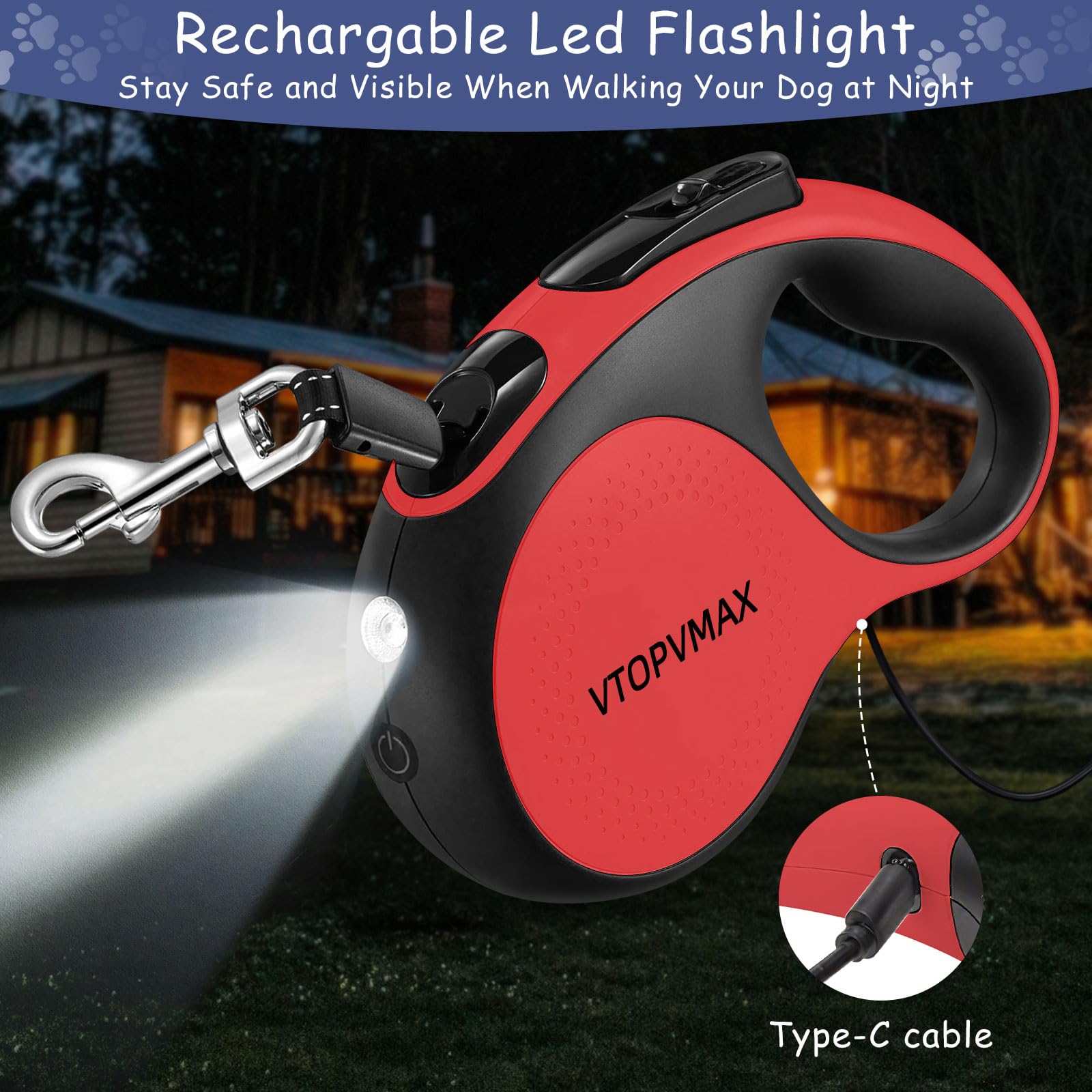 VTOPVMAX non-slip ergonomic handle reduces hand fatigue during long walks.