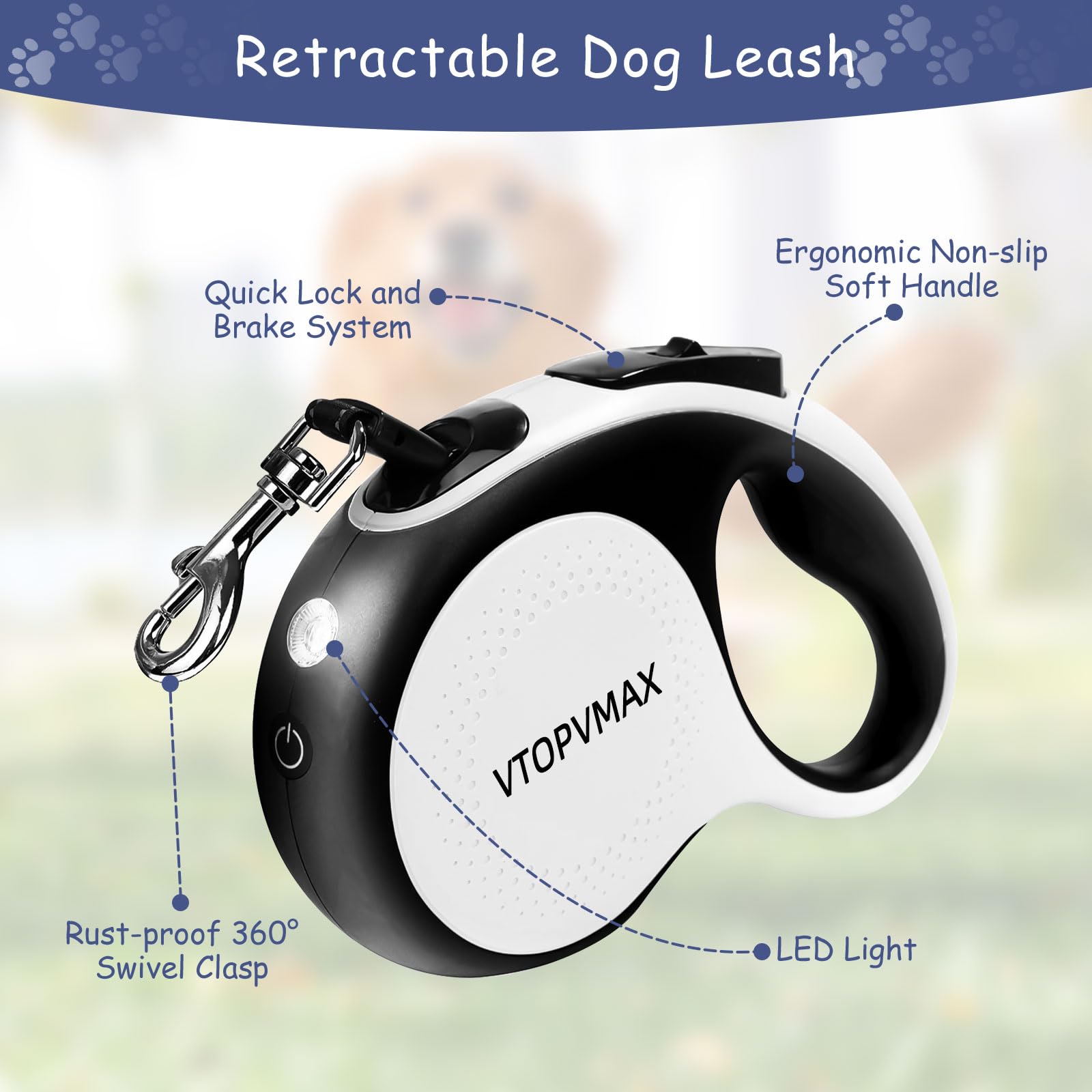 VTOPVMAX quick-lock brake system for easy control during walks.
