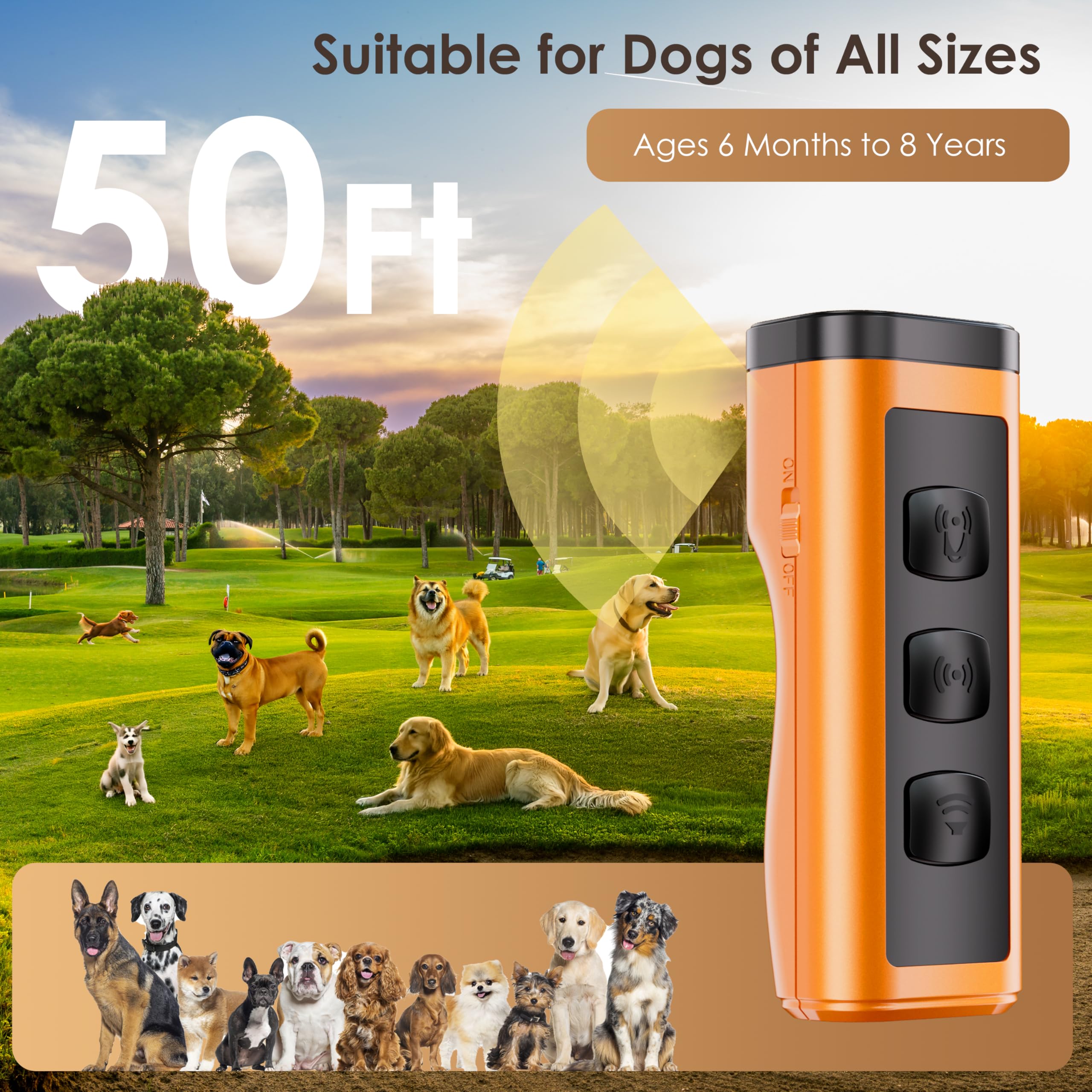 VUL dog bark deterrent device side angle shows portable safe design