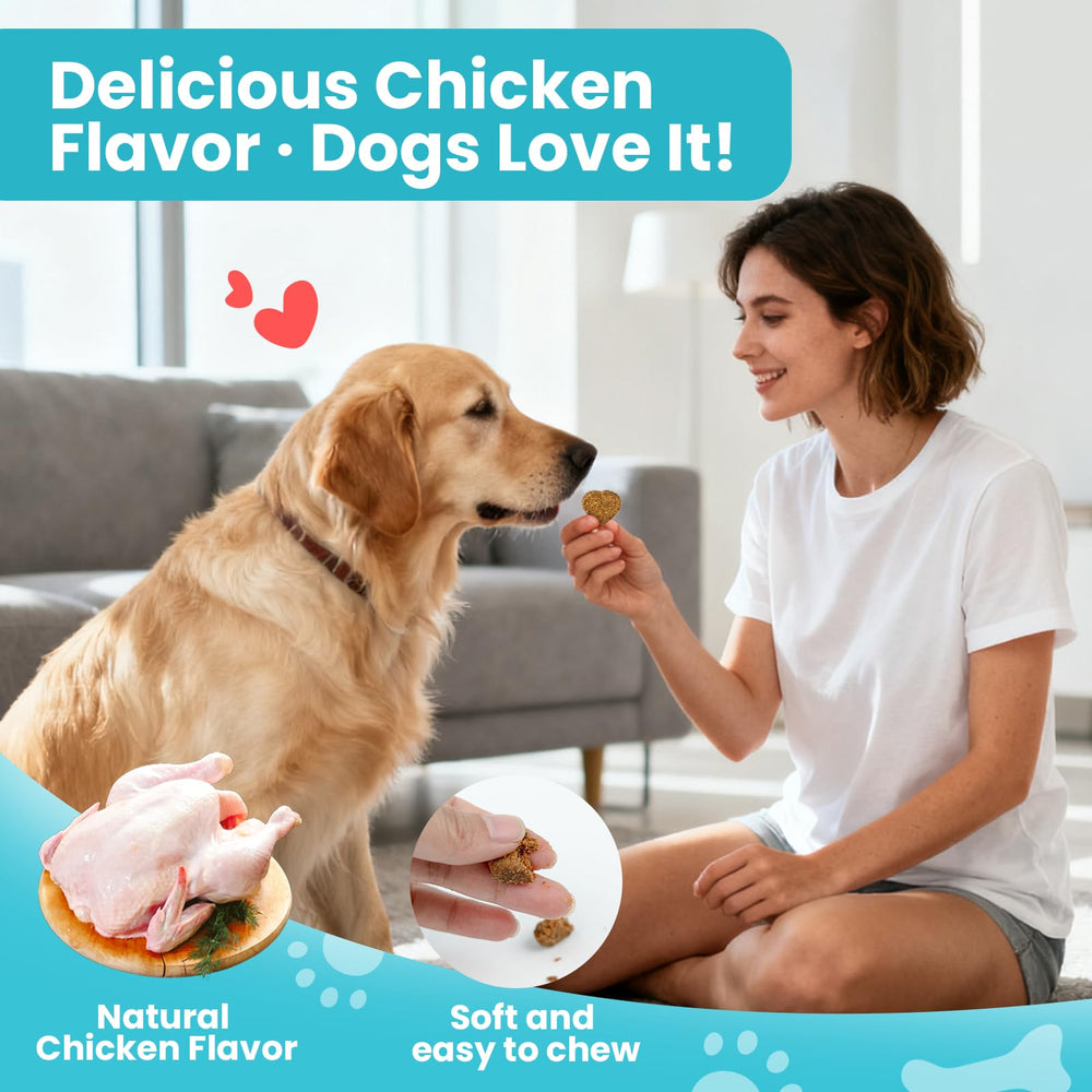 VUN Dog Anal Gland Chews being chewed to show soft texture and flavorful daily-use benefit.
