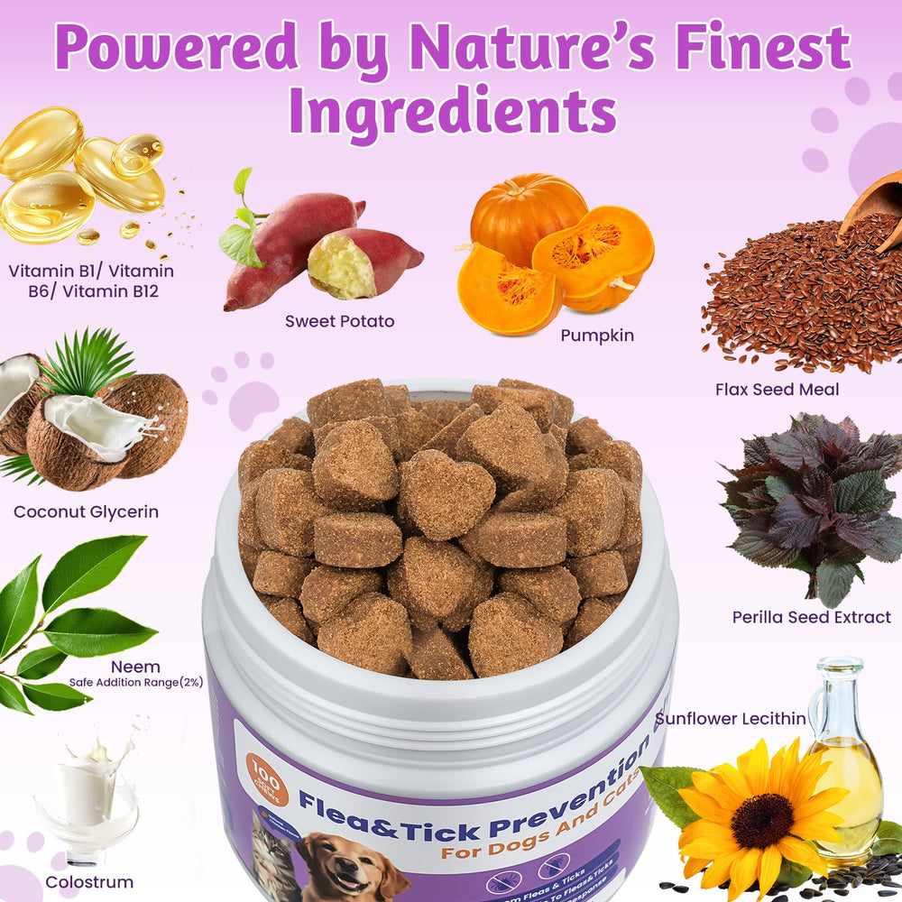 VUN dog flea tick chews immunity and energy support with natural ingredients