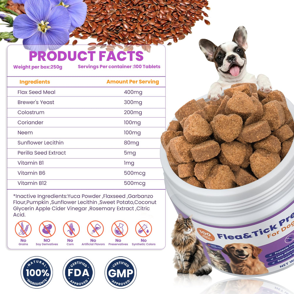 VUN dog flea tick chews safe-use label highlights suitability for various ages
