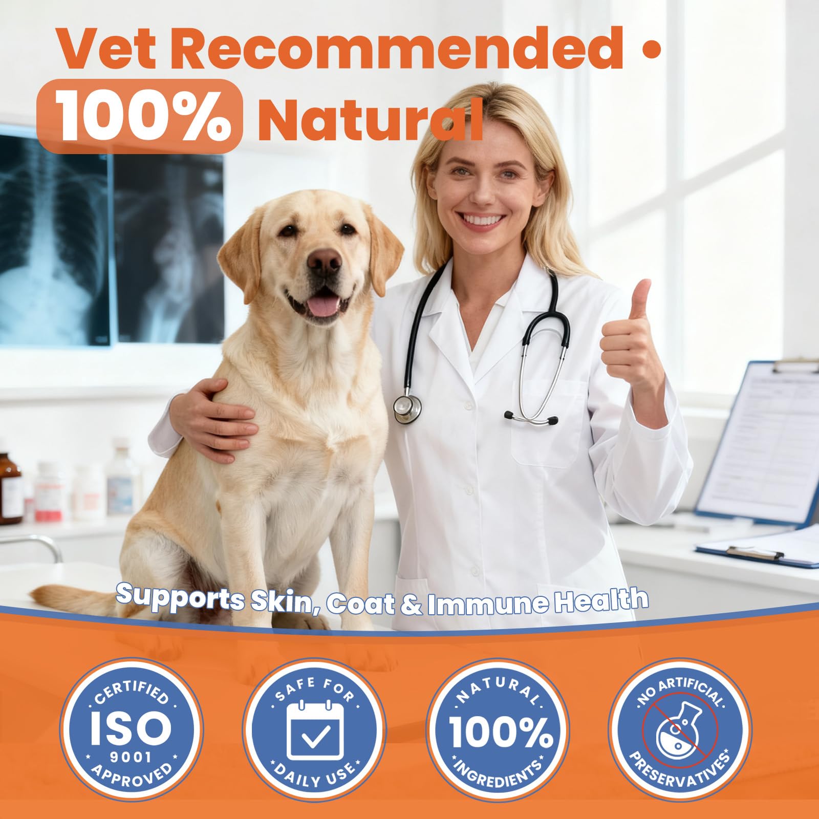 VUN Omega-3 para perros, textura gomita suave con salmón.