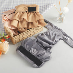 VUNCESSIN dog diaper hem stitch detail supports secure fit without fur snagging.