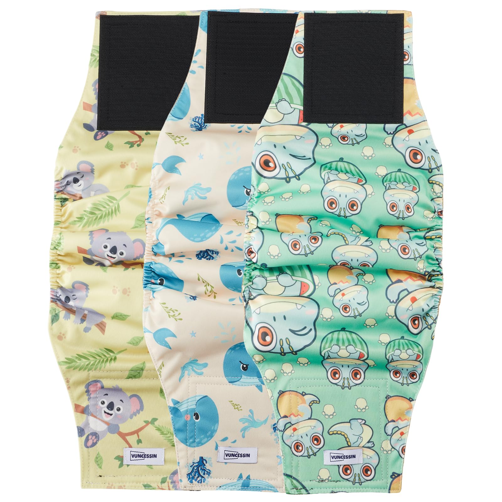 VUNCESSIN washable male dog diaper on a dog for daily comfortable wear.