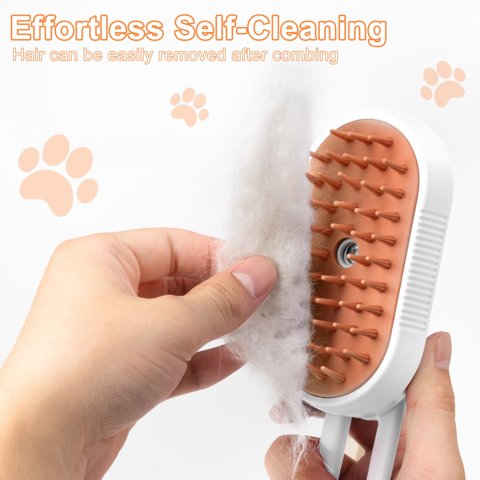 VVVVVW Steam Brush fur-pancake feature makes fur collection easy after brushing.