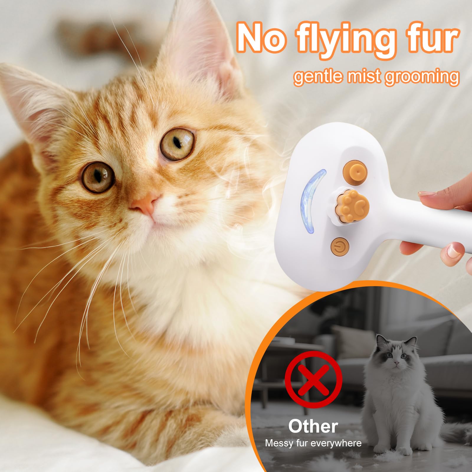vvwvvw cat steam brush bristles protected by gel for skin-safe hair removal