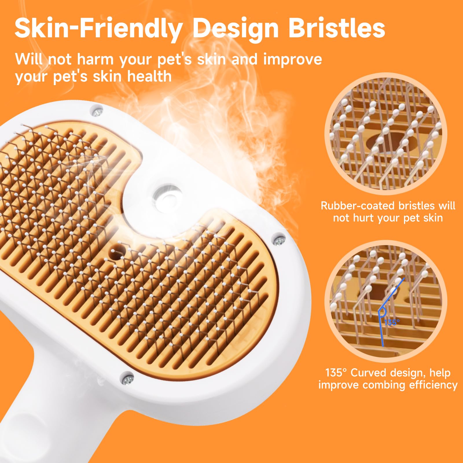 vvwvvw cat steam brush easy-clean button for quick cleanup