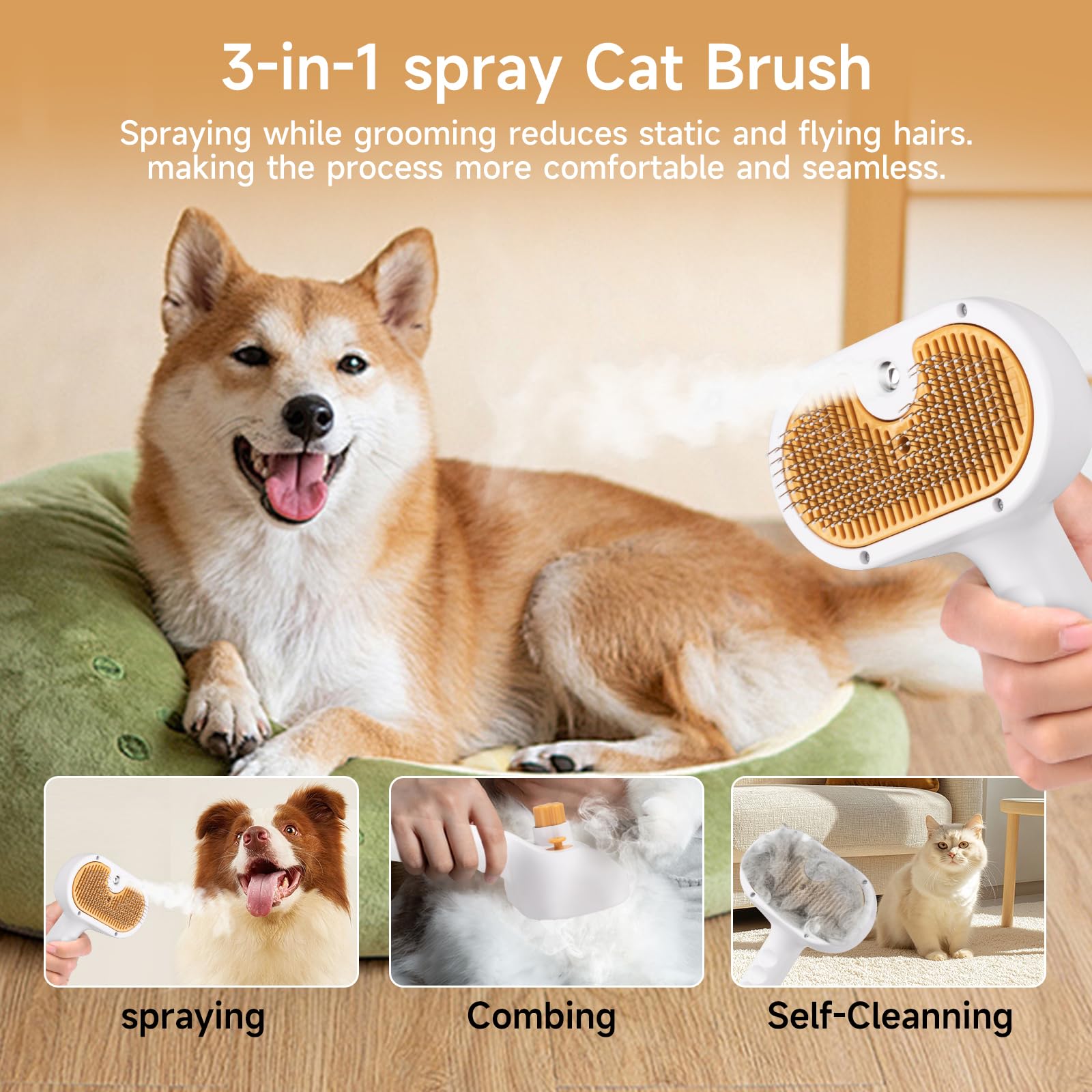 VVWVVW quick cleanup after grooming as hair falls from bristles.