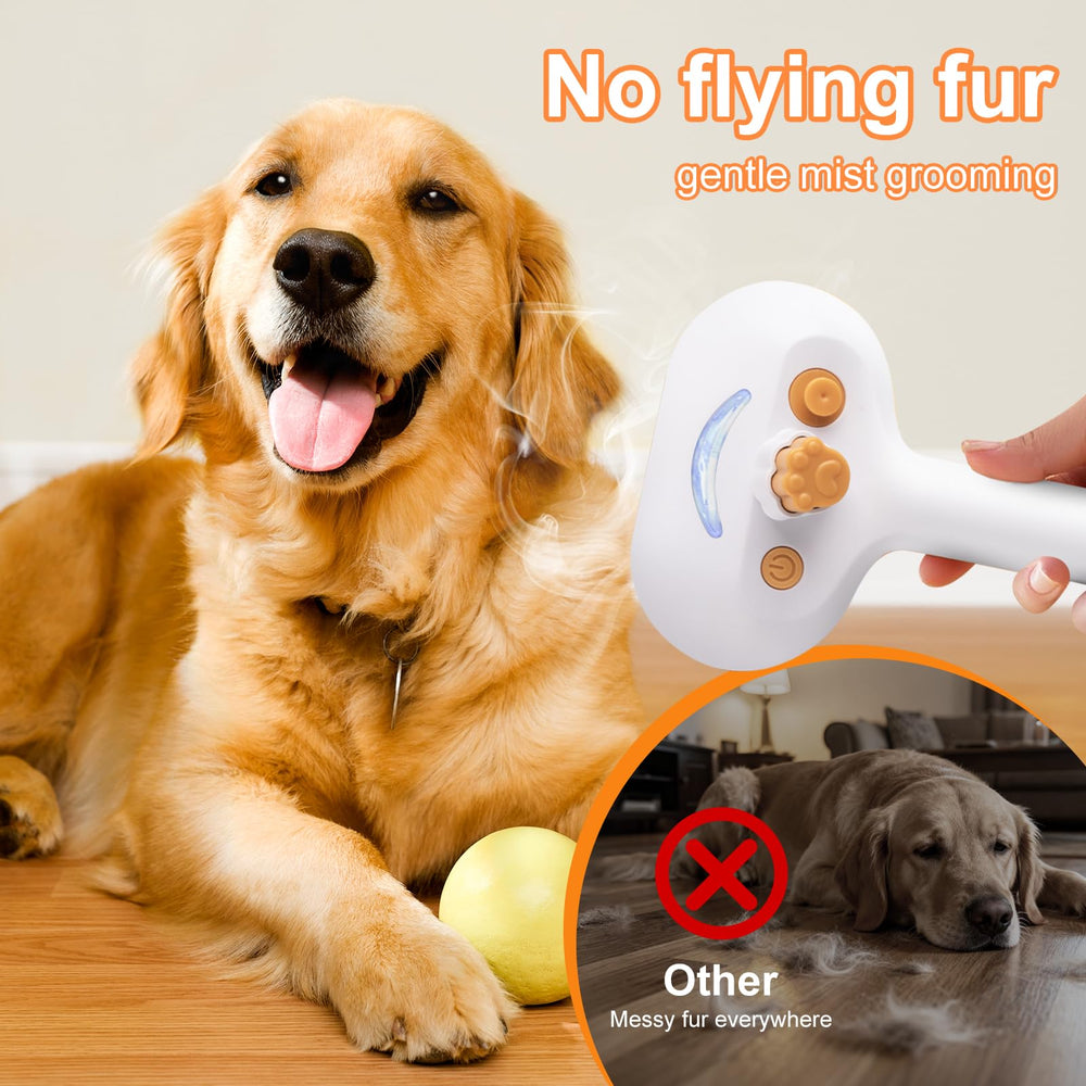 VVWVVW Pet Steam Brush dog use illustrates soothing grooming before baths