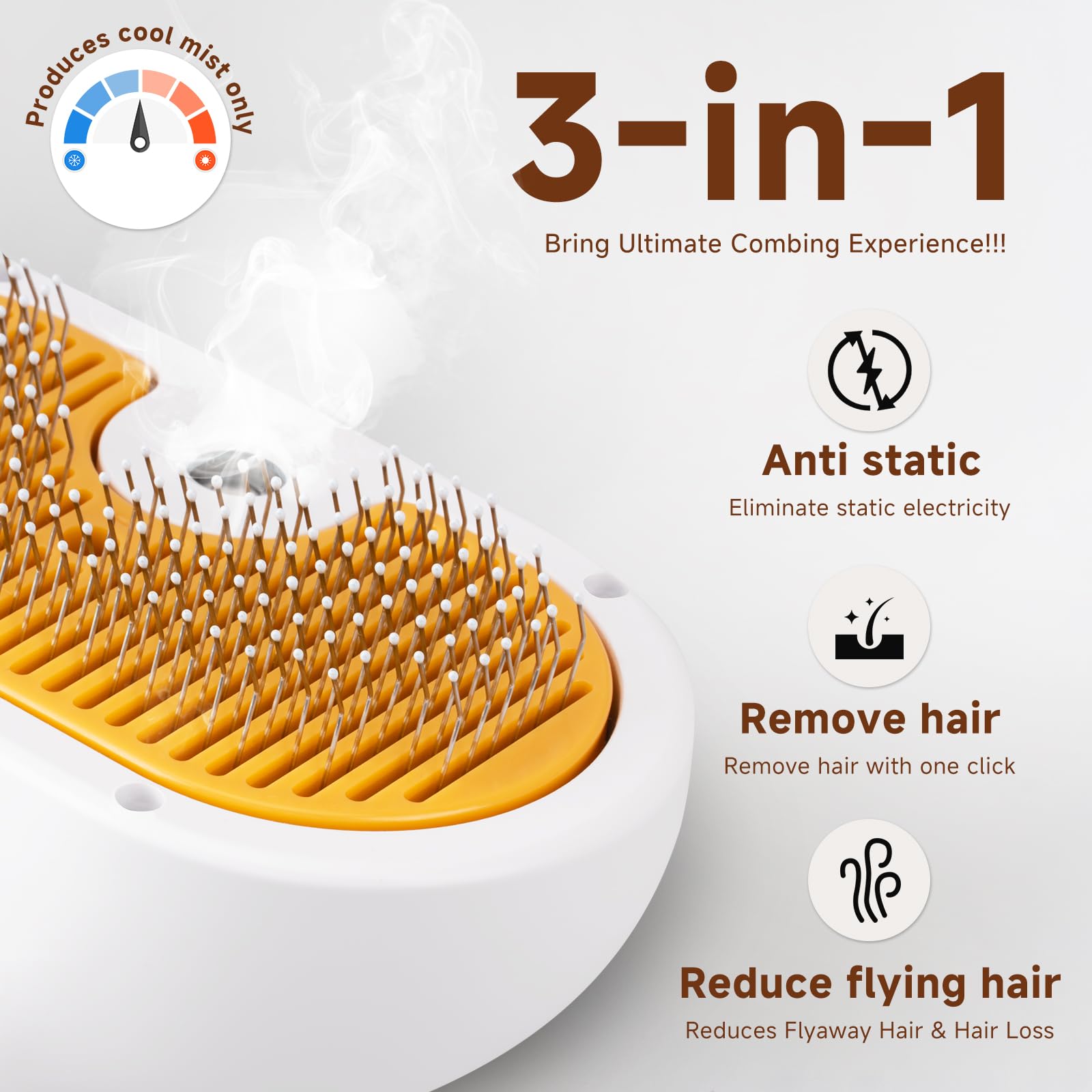 VVWVVW pet-steam-brush side view shows lightweight wand for easy use.