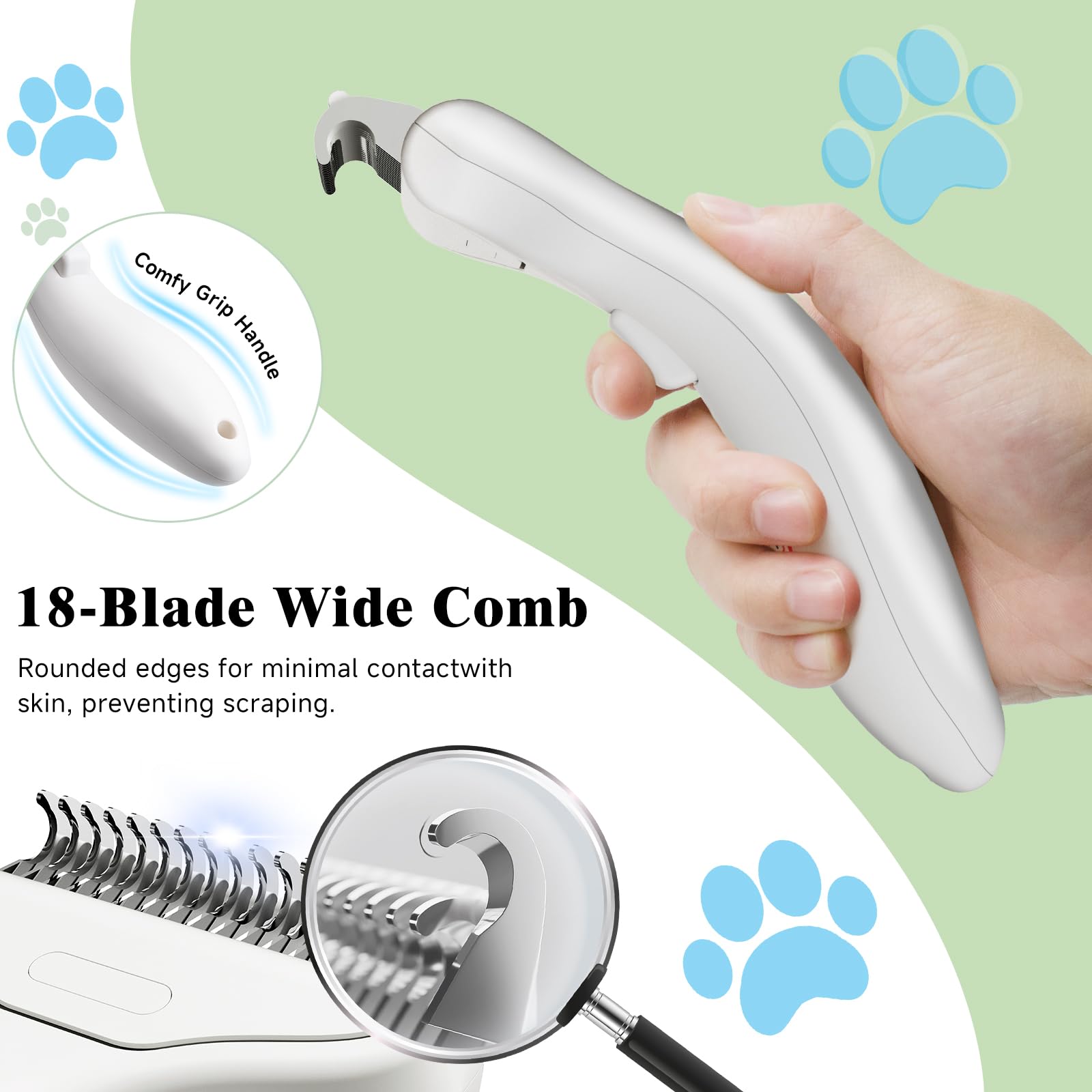 VVWVVW sturdy ABS plastic housing with stainless steel bristles for durable grooming.