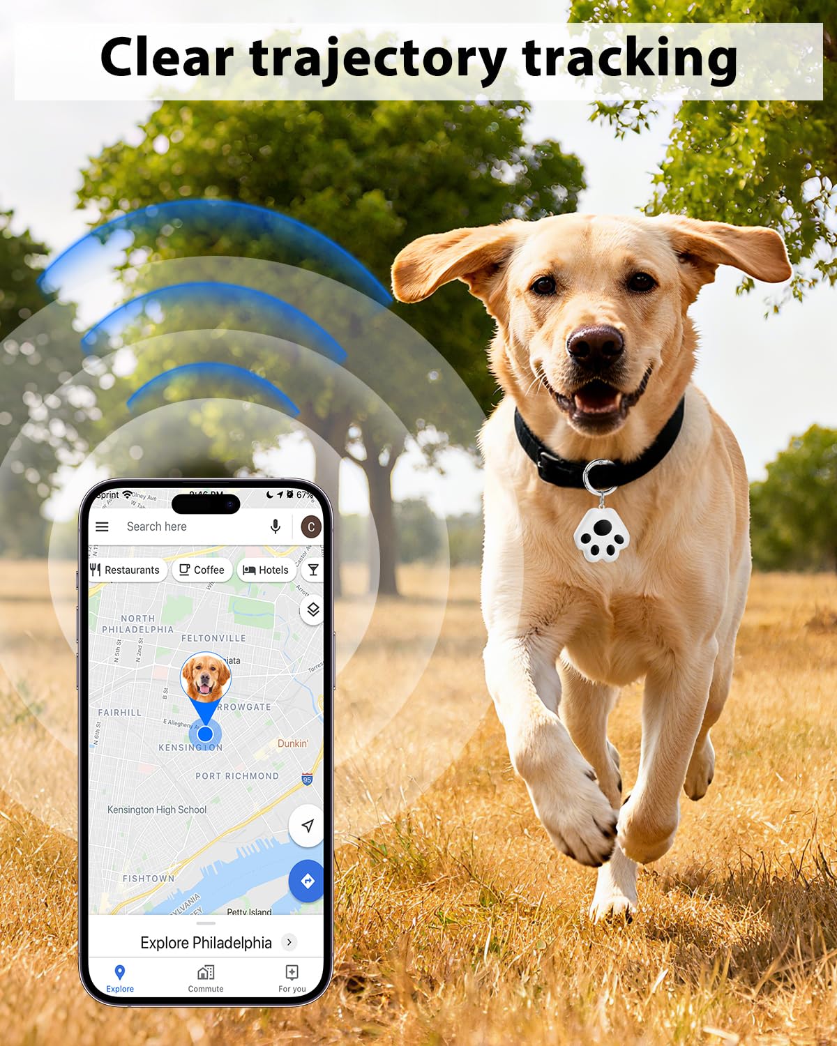 VVyL Pet GPS Tracker 20m sound locator helps locate a nearby pet tag quickly.