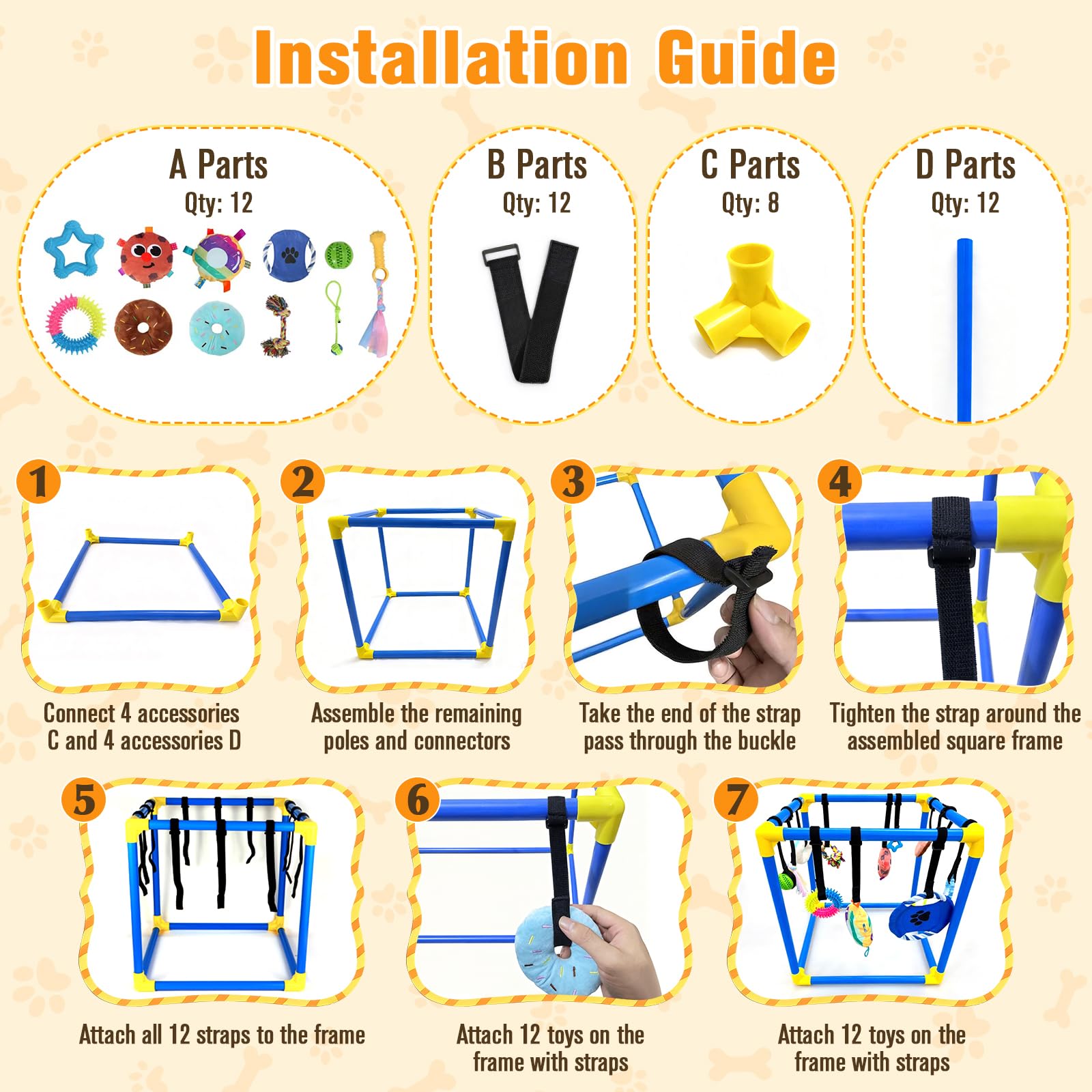VYNALTIX Puppy Play Gym toy set shows diverse textures and sounds for enrichment