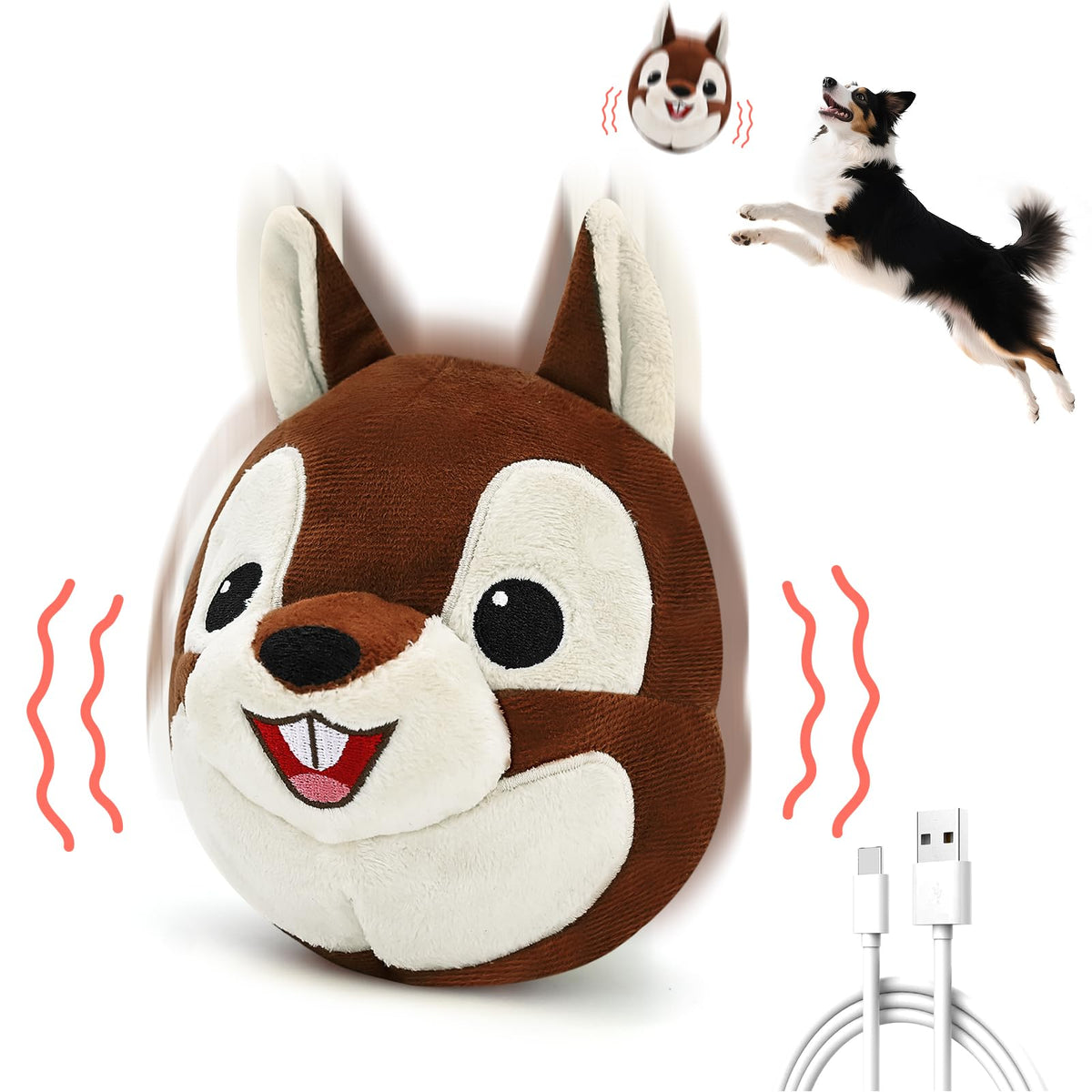 VYsTN Interactive Dog Toy auto-bounce action boosts indoor playtime.