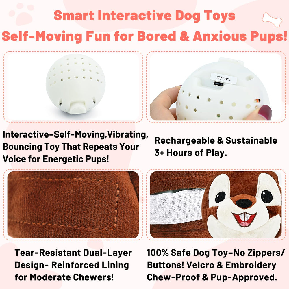 VYsTN Talking Squirrel Dog Toy activates motion and sound for engaging chase.