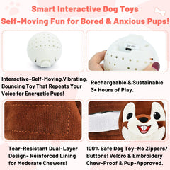 VYsTN Talking Squirrel Dog Toy activates motion and sound for engaging chase.