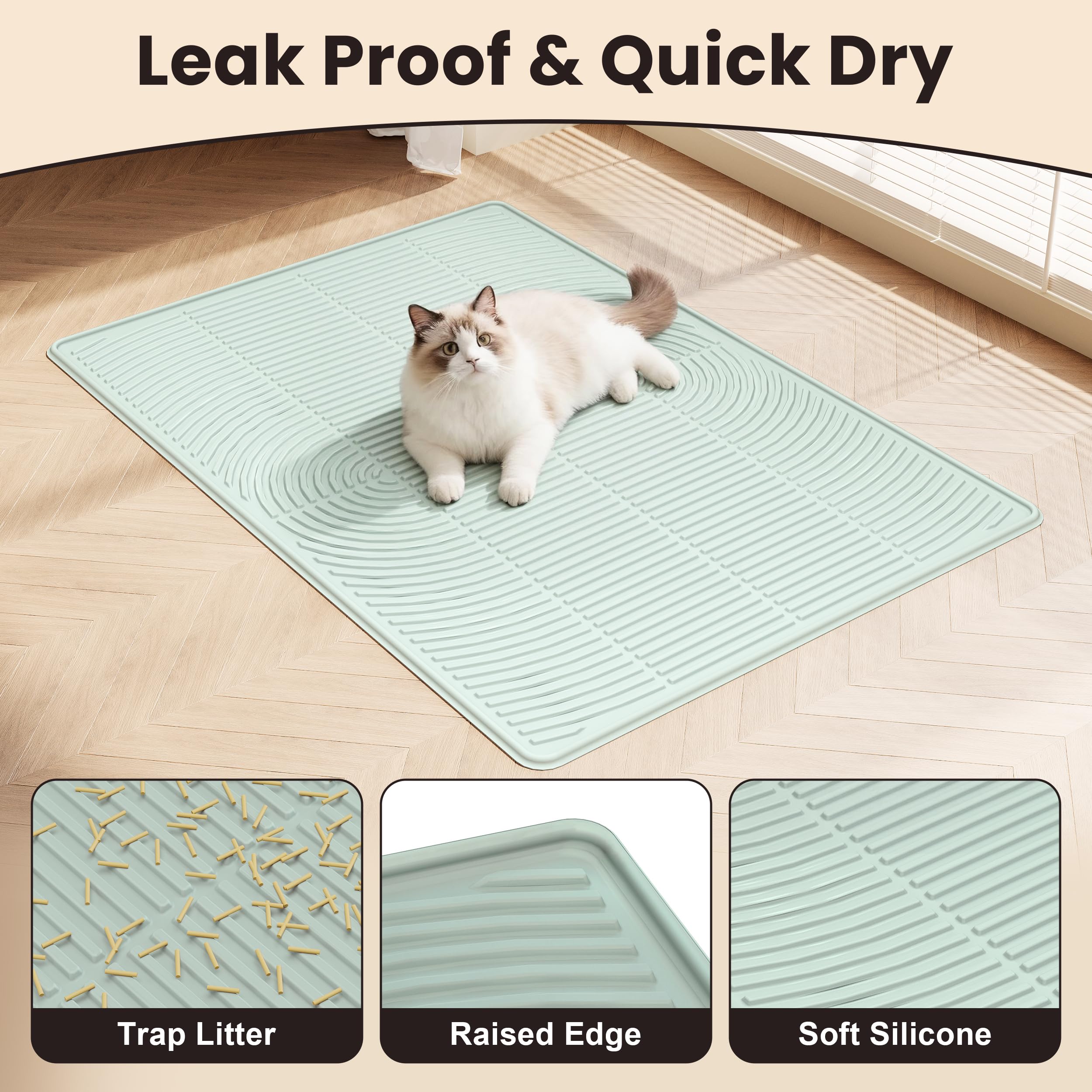 VZYTV Cat Litter Mat easy-clean design lets you wipe or rinse.