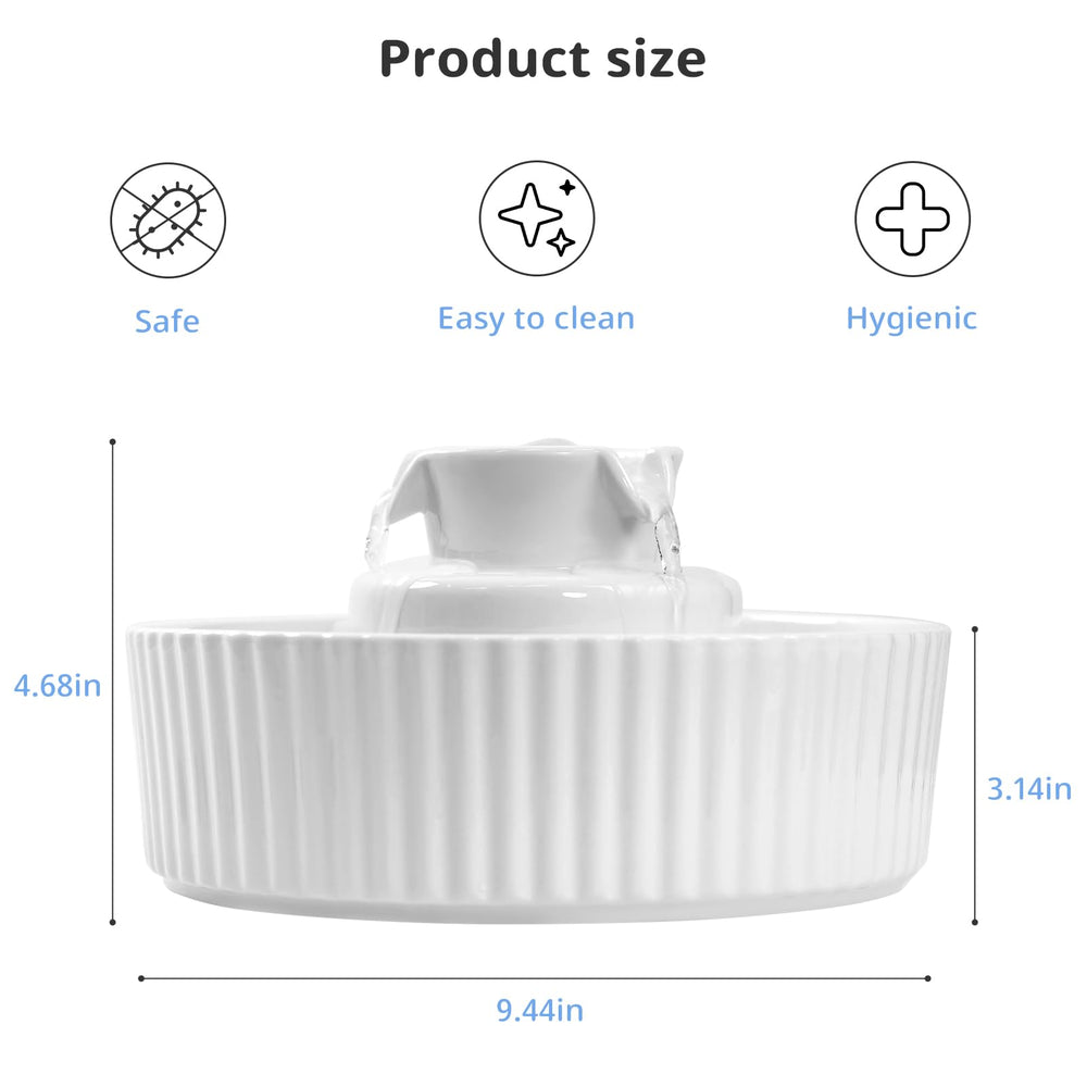 waatoos ceramic fountain pump and dual-filter system maintaining clean water.