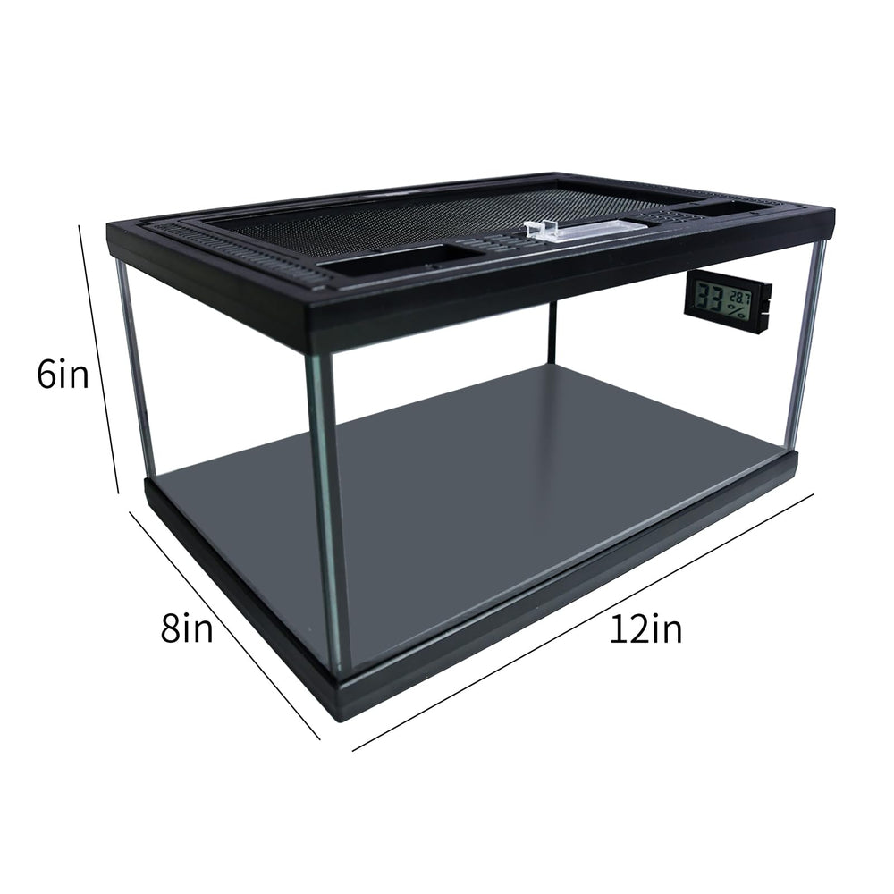 Waazoorep reptile glass terrarium 12x8x6 top view shows spacious interior.